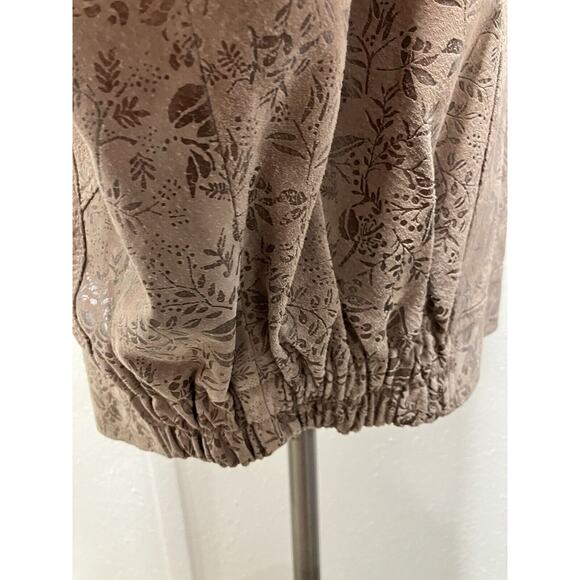 Design Assets Women’s Leather Bomber Jackets 80-90’s Floral Beige Sz M - Picture 5 of 12